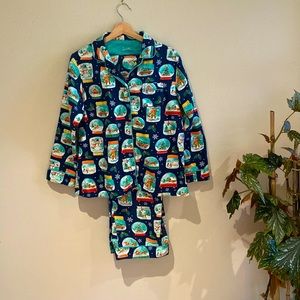 Nick and Nora Christmas PJs *rare discontinued print* holiday snow globes M